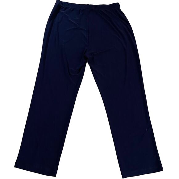 Clara Sun Woo Plus Size 1X Pull On Straight Leg Slinky Pants Navy Blue - Picture 1 of 4